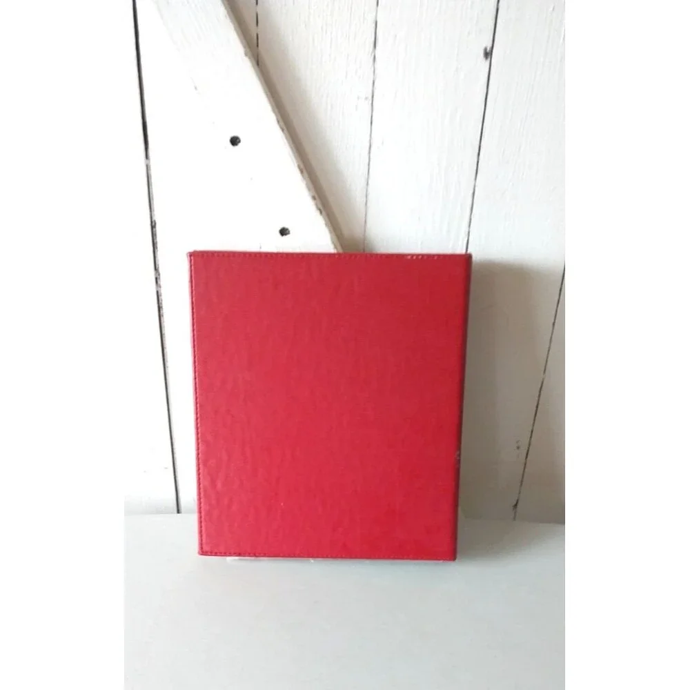 C.R. Gibson Deluxe Kitchen Binder Bon Appetit Red Leather 3 Ring Dividers